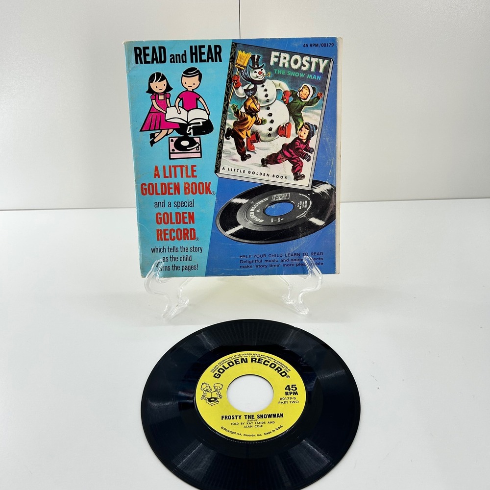 Vintage Frosty the Snowman Read and Hear Golden Book with 45 RPM Record 00179A